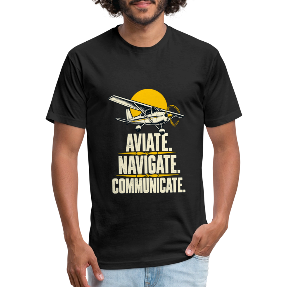 Aviate. Navigate. Communicate. Aviation T-Shirt. - black
