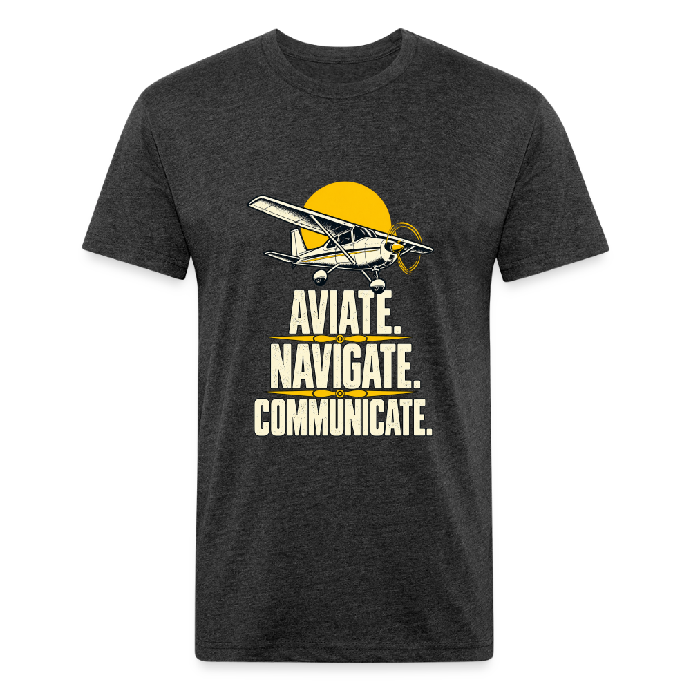 Aviate. Navigate. Communicate. Aviation T-Shirt. - heather black