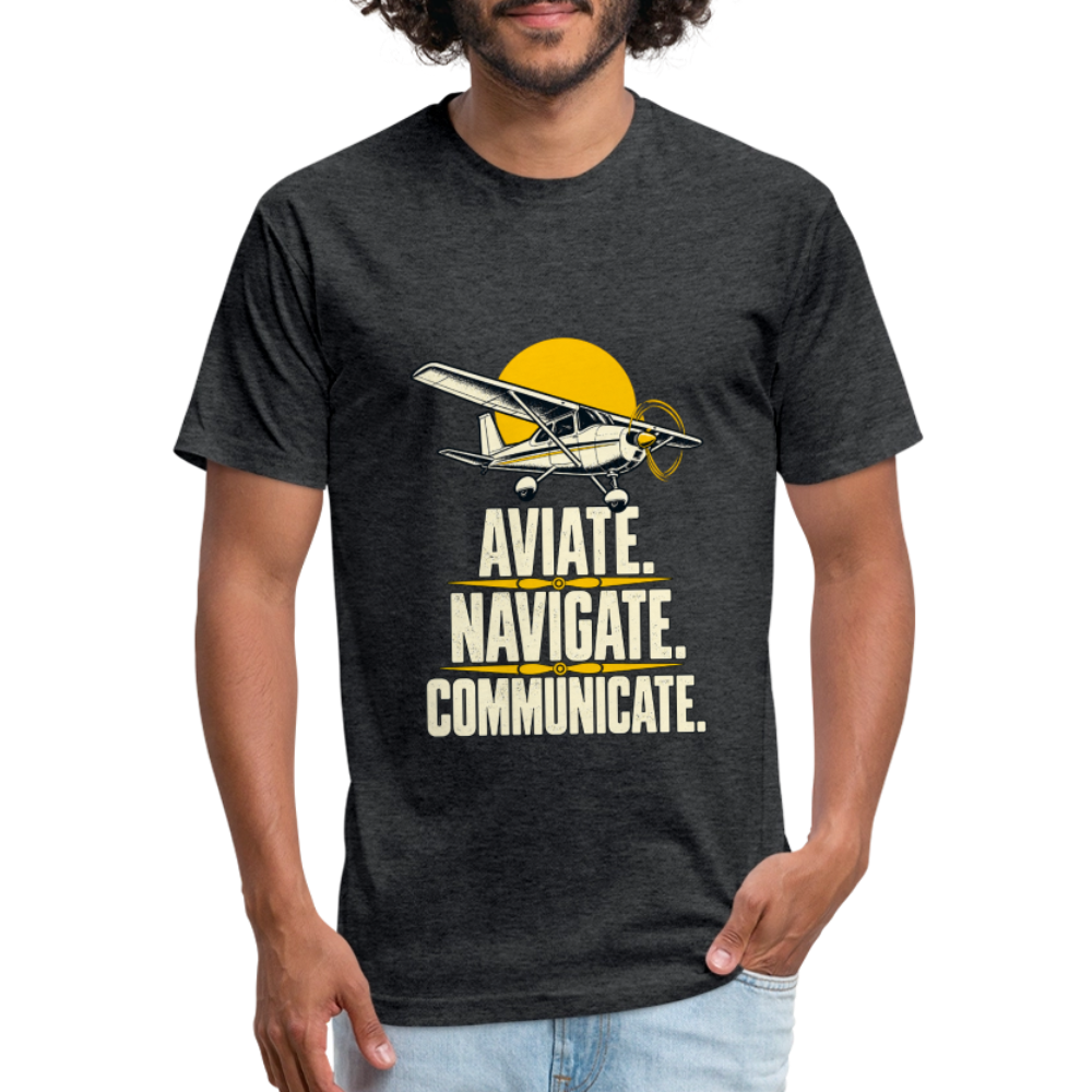 Aviate. Navigate. Communicate. Aviation T-Shirt. - heather black