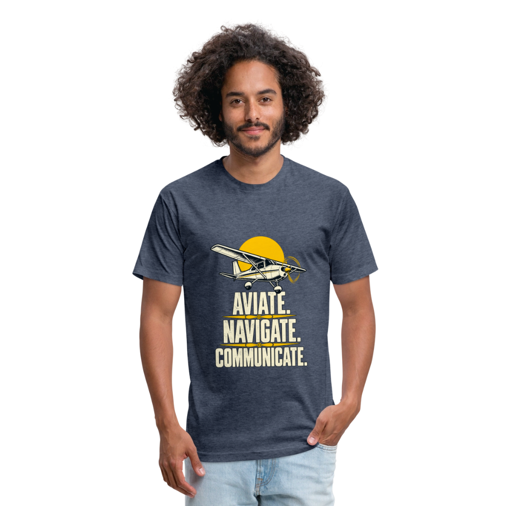Aviate. Navigate. Communicate. Aviation T-Shirt. - heather navy