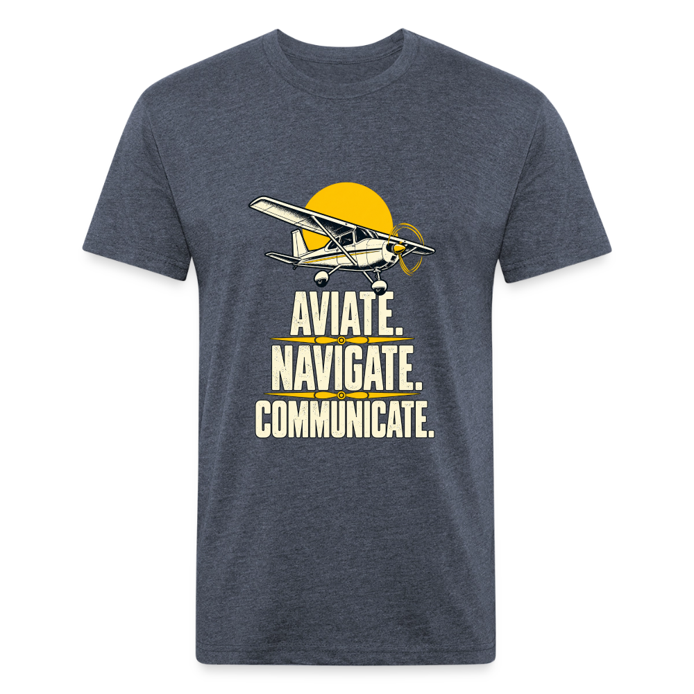 Aviate. Navigate. Communicate. Aviation T-Shirt. - heather navy