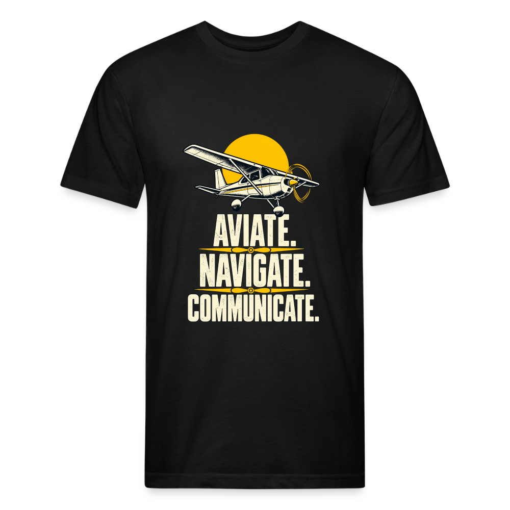 Aviate. Navigate. Communicate. Aviation T-Shirt. - black