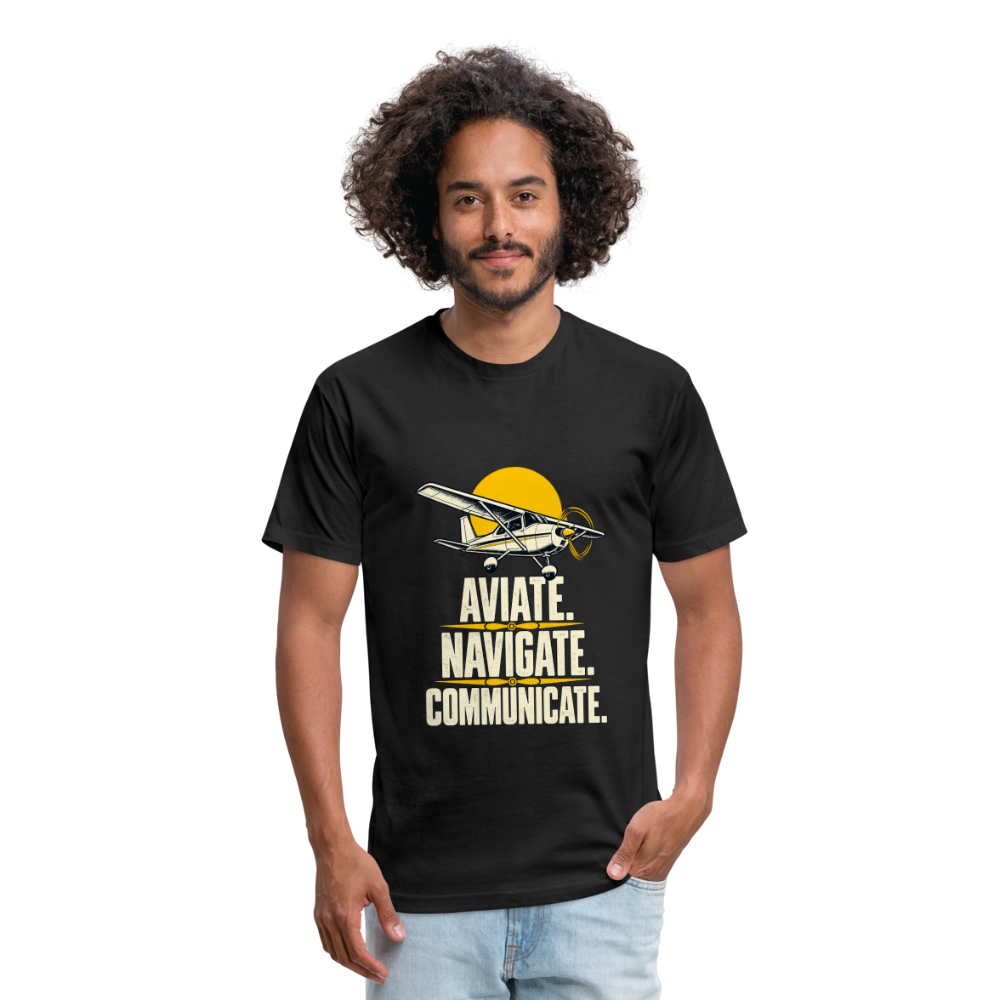 Aviate. Navigate. Communicate. Aviation T-Shirt. - black