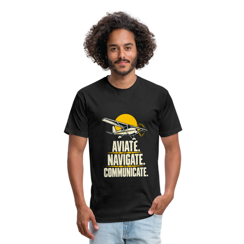 Aviate. Navigate. Communicate. Aviation T-Shirt. - black