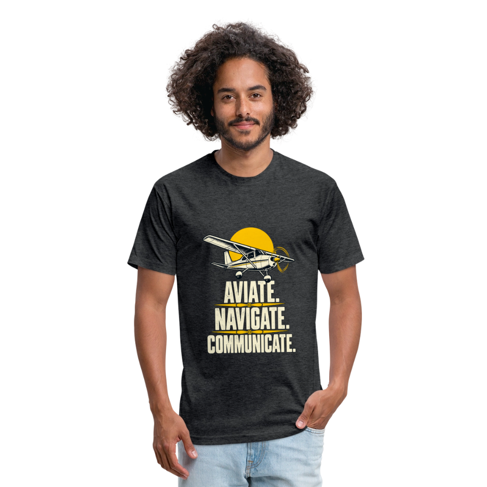 Aviate. Navigate. Communicate. Aviation T-Shirt. - heather black