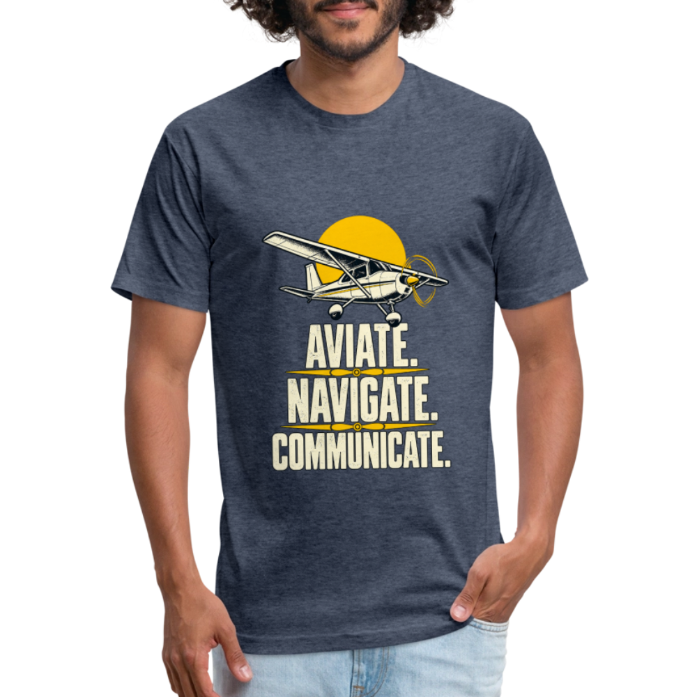 Aviate. Navigate. Communicate. Aviation T-Shirt. - heather navy